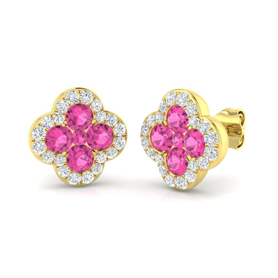 18ct Yellow Gold 1.73ct Pink Sapphire Earrings