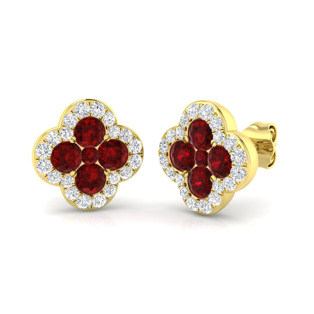 18ct Yellow Gold 2.02ct Ruby Earrings