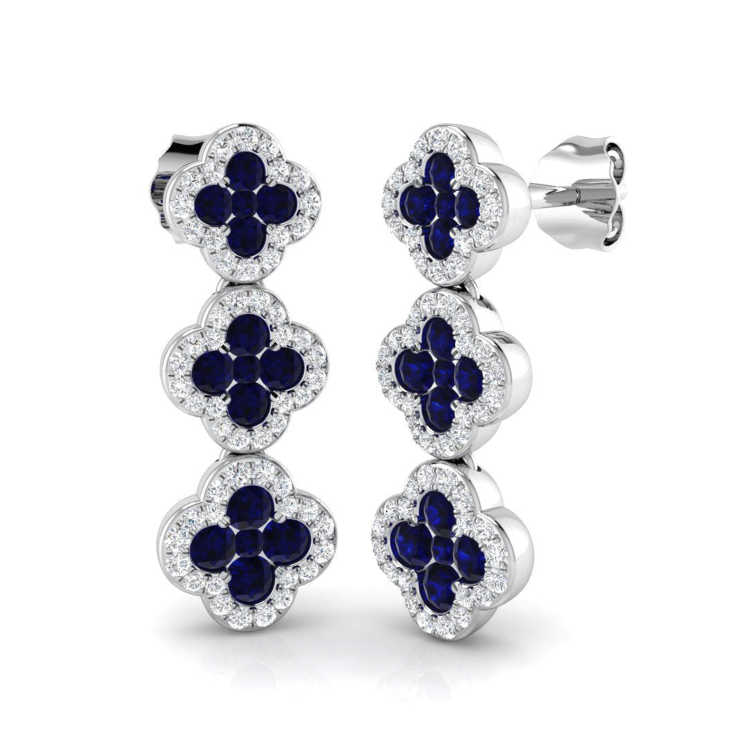 18ct White Gold 1.27ct Blue Sapphire Earrings