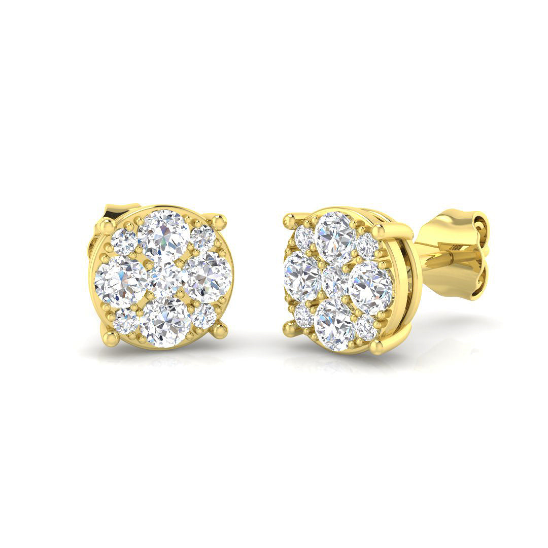 9ct Yellow Gold 0.64ct G I1 Diamond Earrings