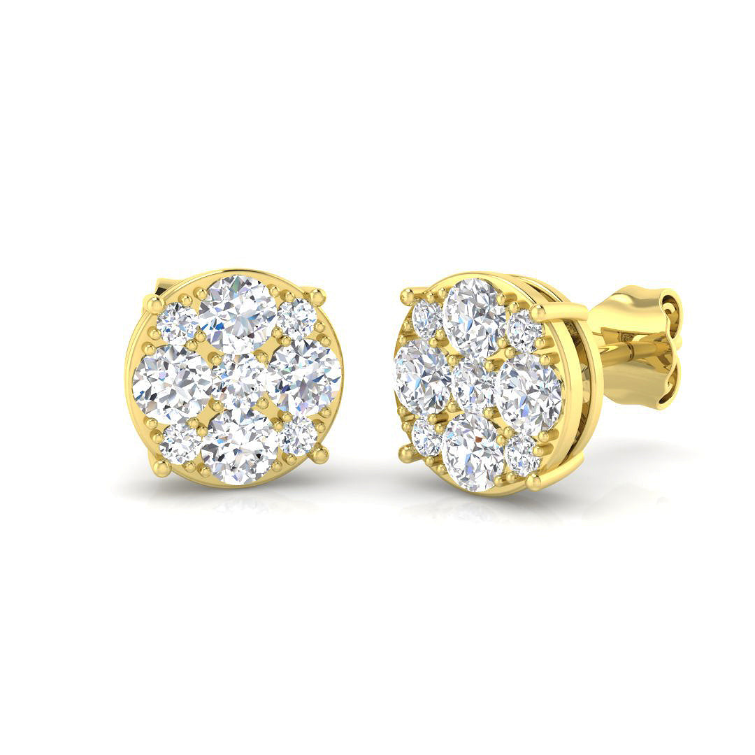 9ct Yellow Gold 1.08ct G I1 Diamond Earrings