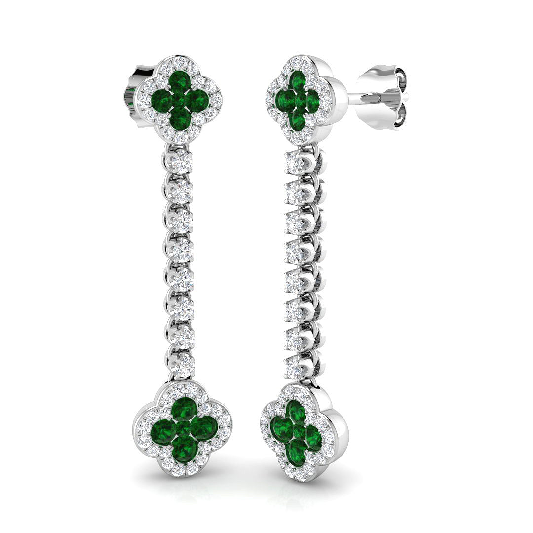 18ct White Gold 0.89ct Emerald Earrings