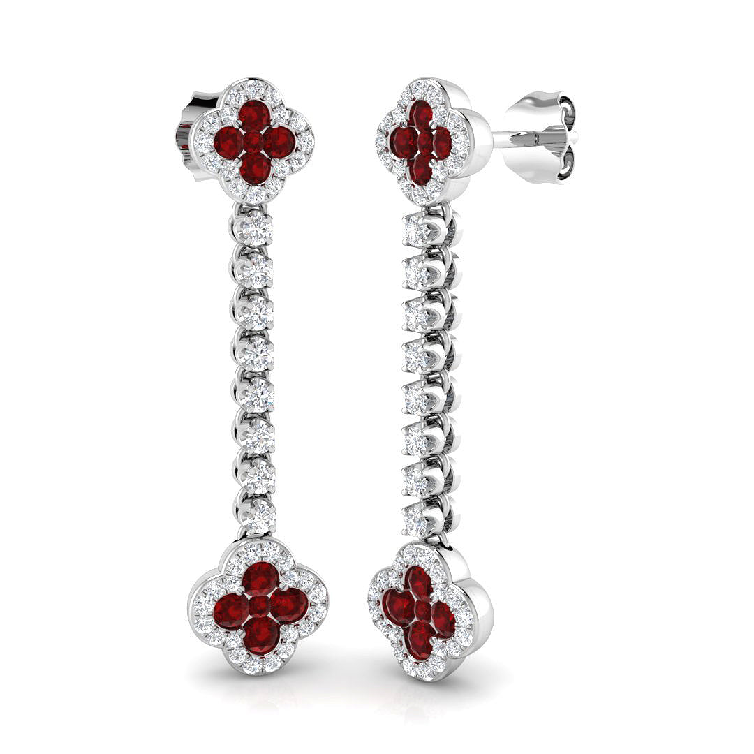 18ct White Gold 1.18ct Ruby Earrings