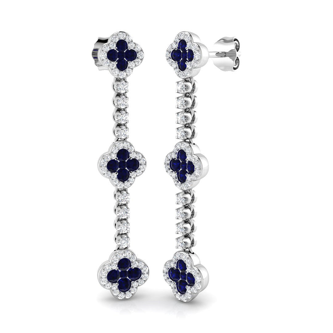 18ct White Gold 1.58ct Blue Sapphire Earrings