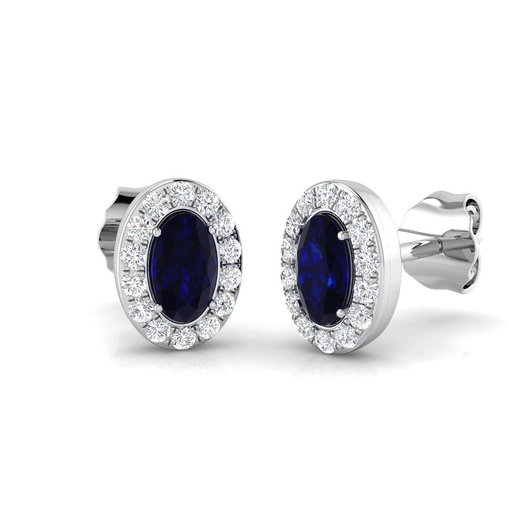 9ct White Gold 0.98ct Blue Sapphire Earrings