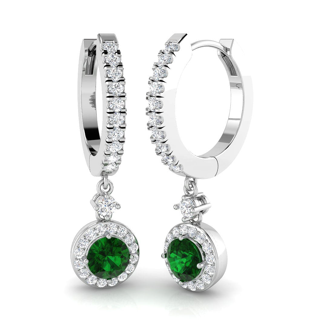 18ct White Gold 0.99ct Emerald Earrings
