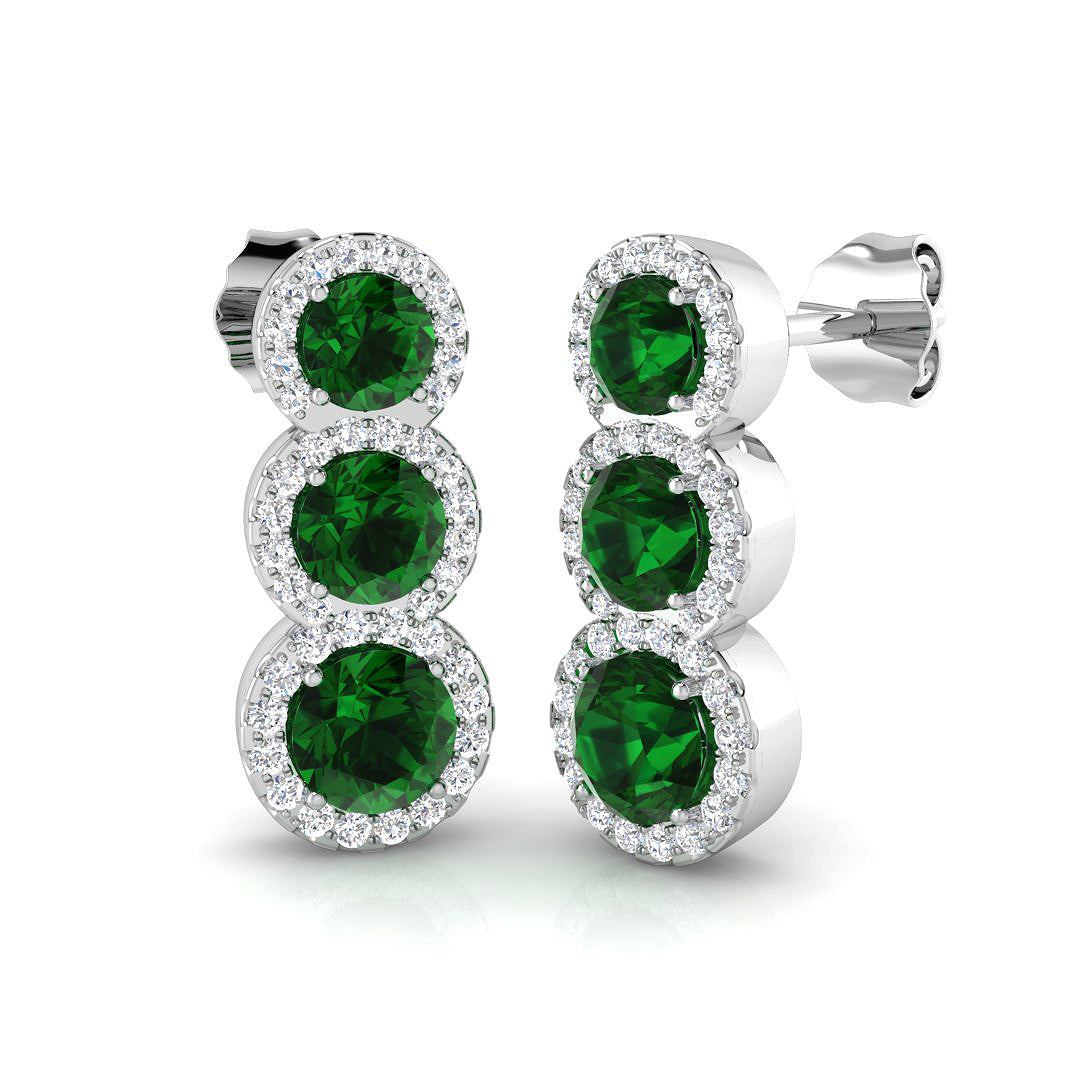 18ct White Gold 1.75ct Emerald Earrings