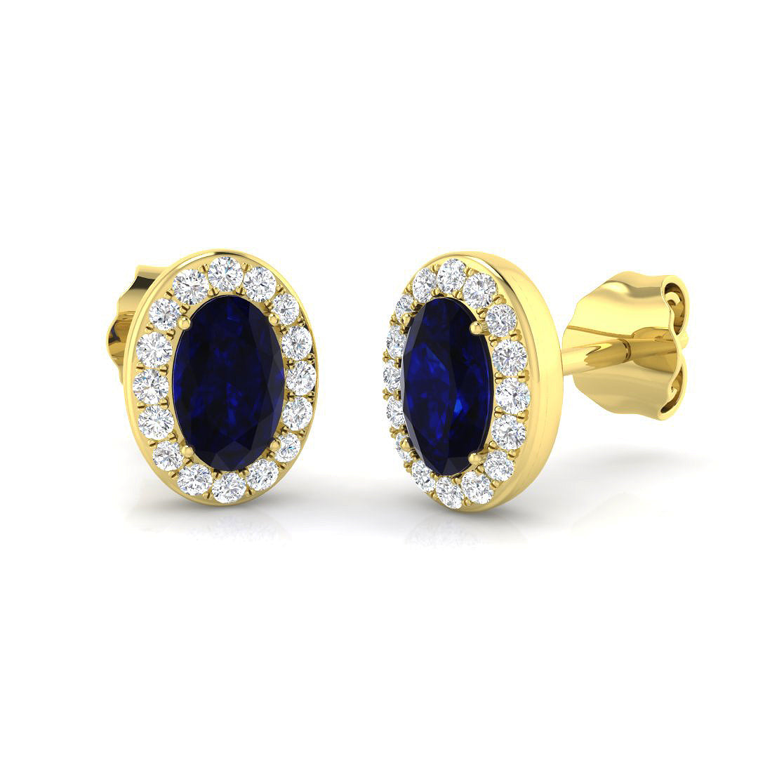 18ct Yellow Gold 0.88ct Blue Sapphire Earrings