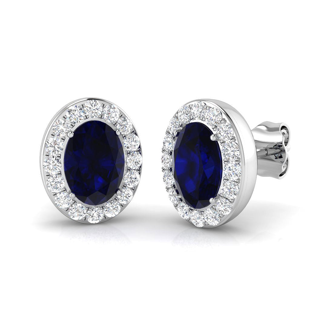 18ct White Gold 2.43ct Blue Sapphire Earrings
