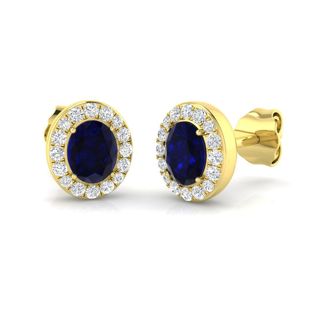 18ct Yellow Gold 0.92ct Blue Sapphire Earrings