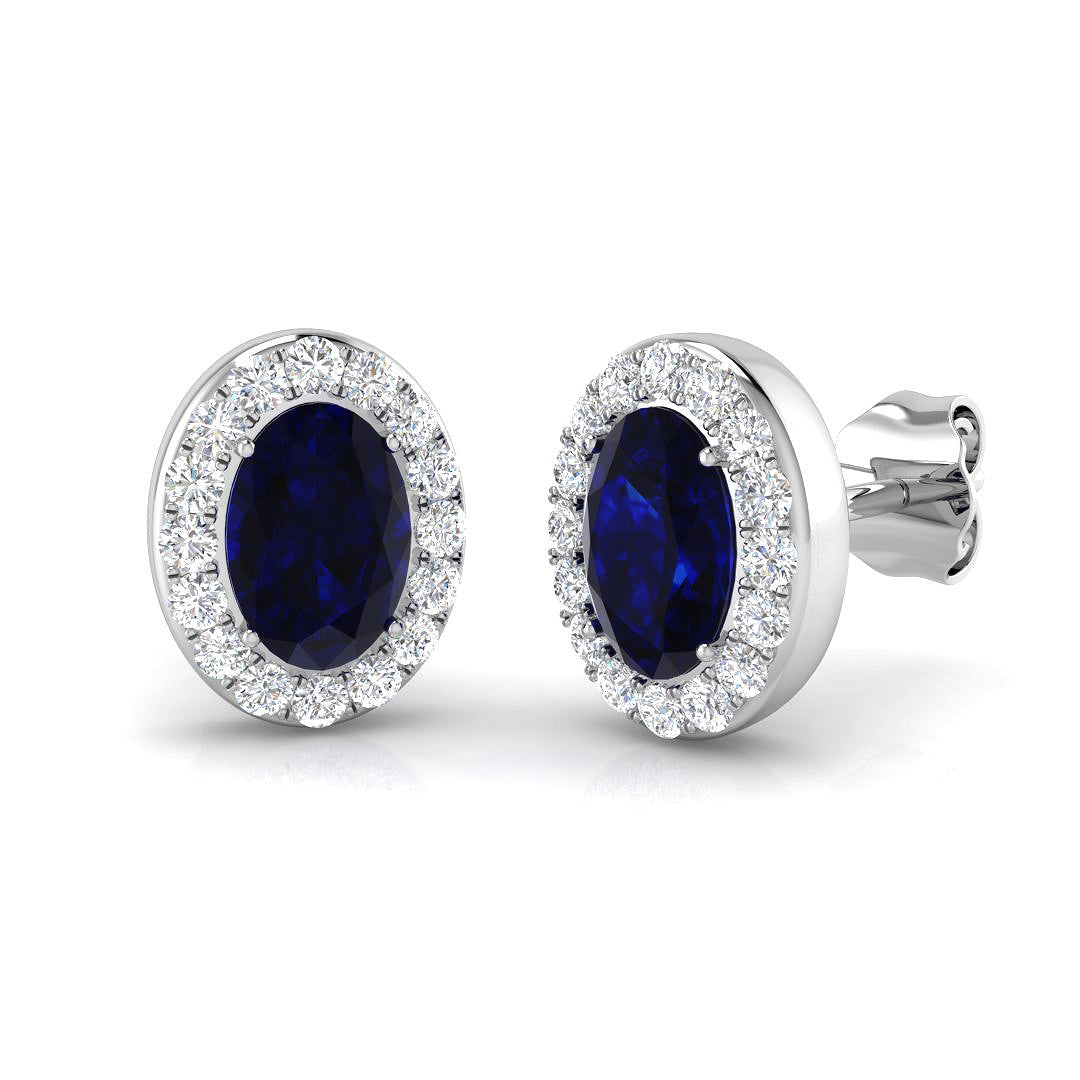 18ct White Gold 2.00ct Blue Sapphire Earrings