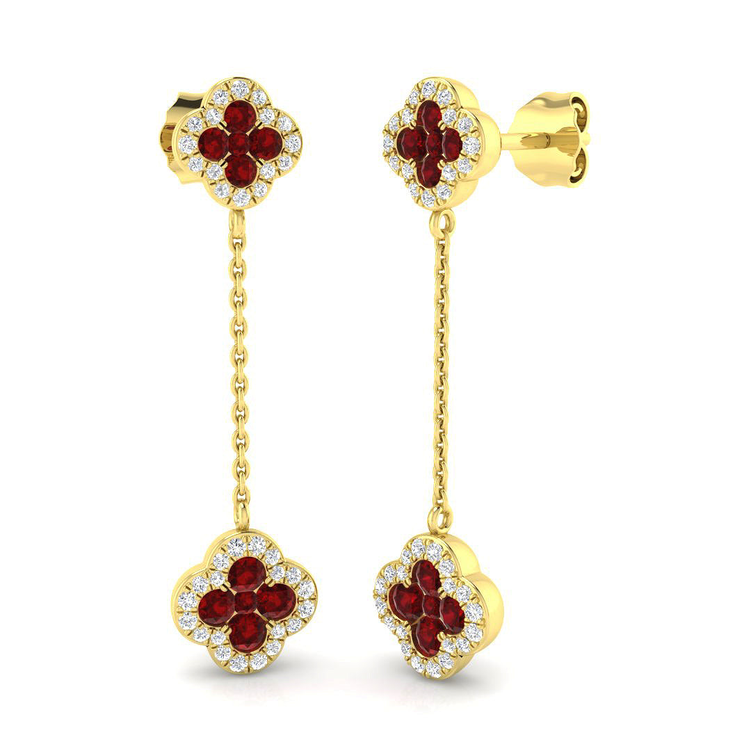 18ct Yellow Gold 0.94ct Ruby Earrings