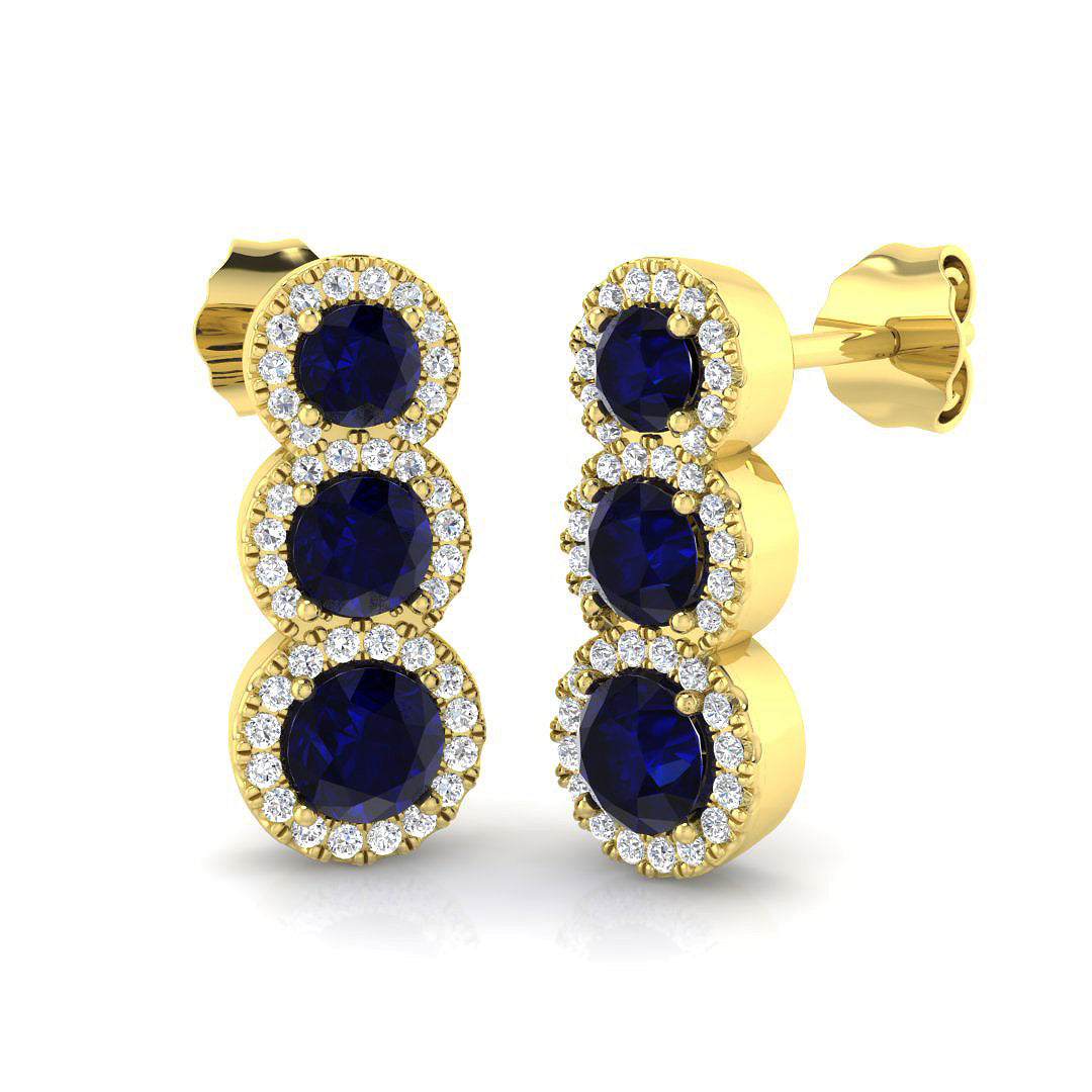18ct Yellow Gold 1.67ct Blue Sapphire Earrings
