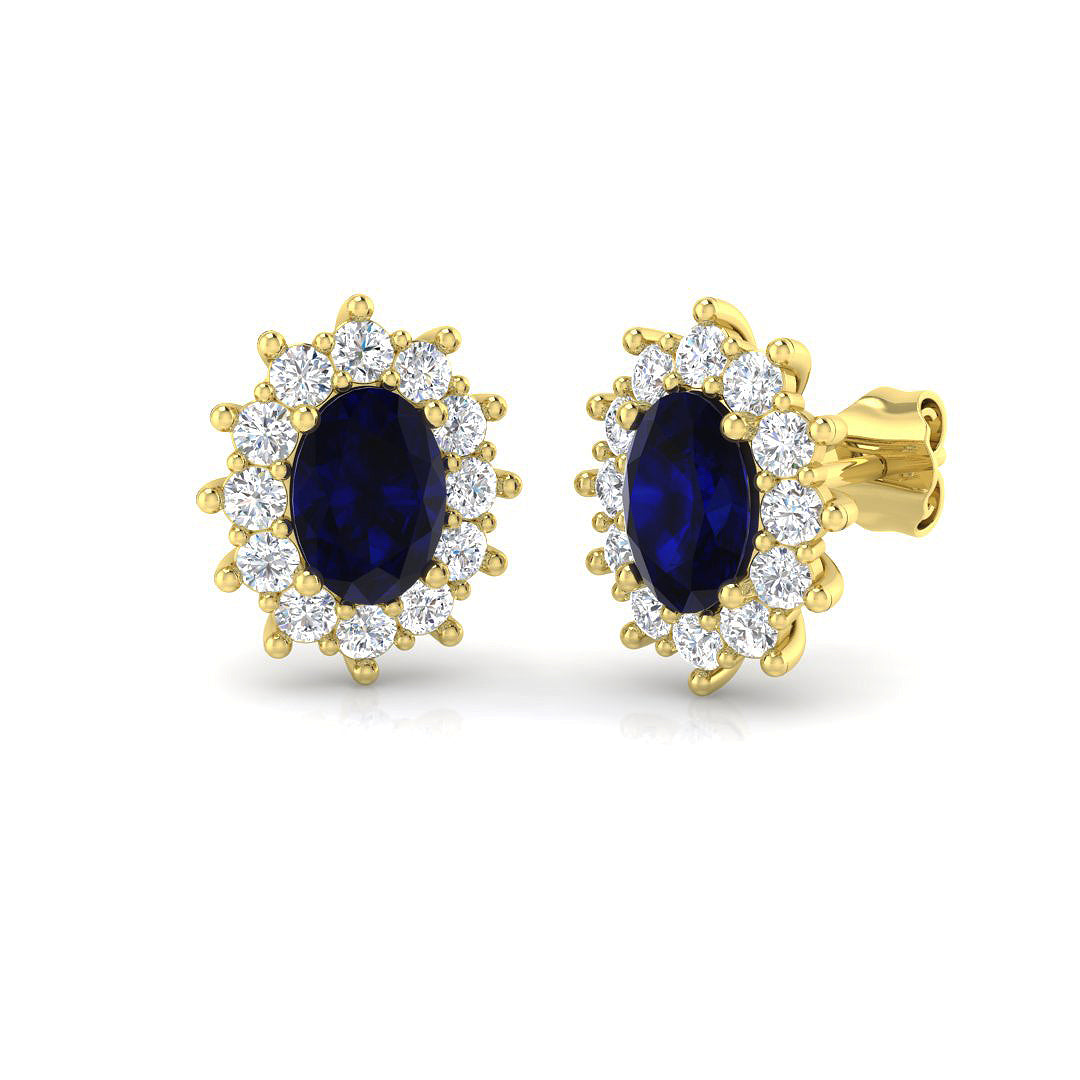 9ct Yellow Gold 2.79ct Blue Sapphire Earrings