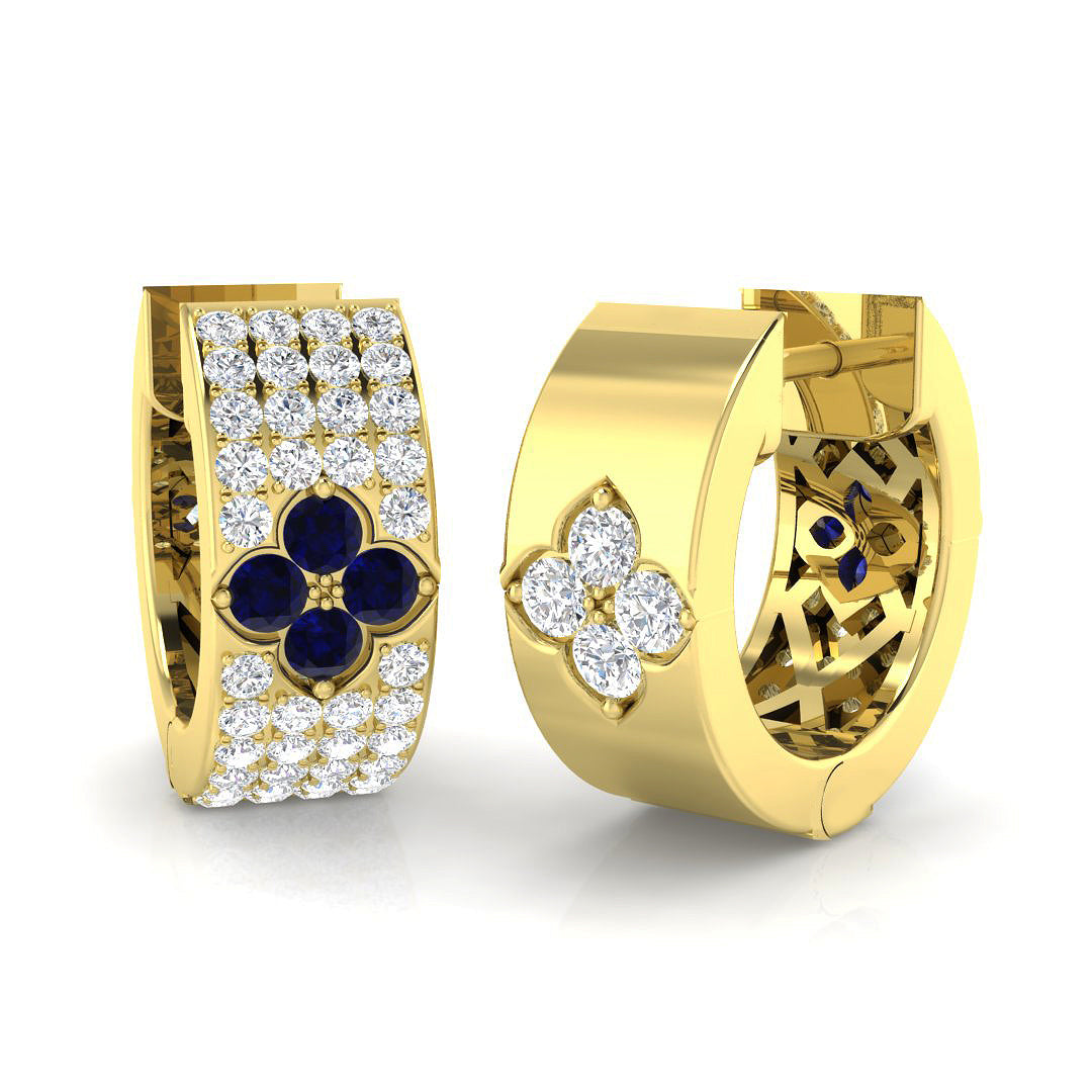 9ct Yellow Gold 0.75ct Blue Sapphire Earrings