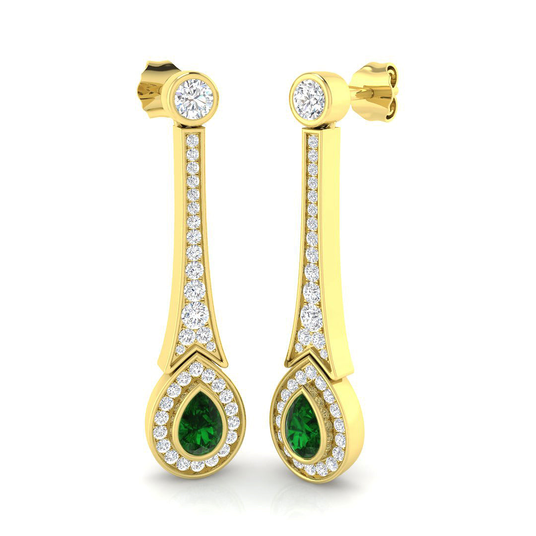 18ct Yellow Gold 1.47ct Emerald Earrings