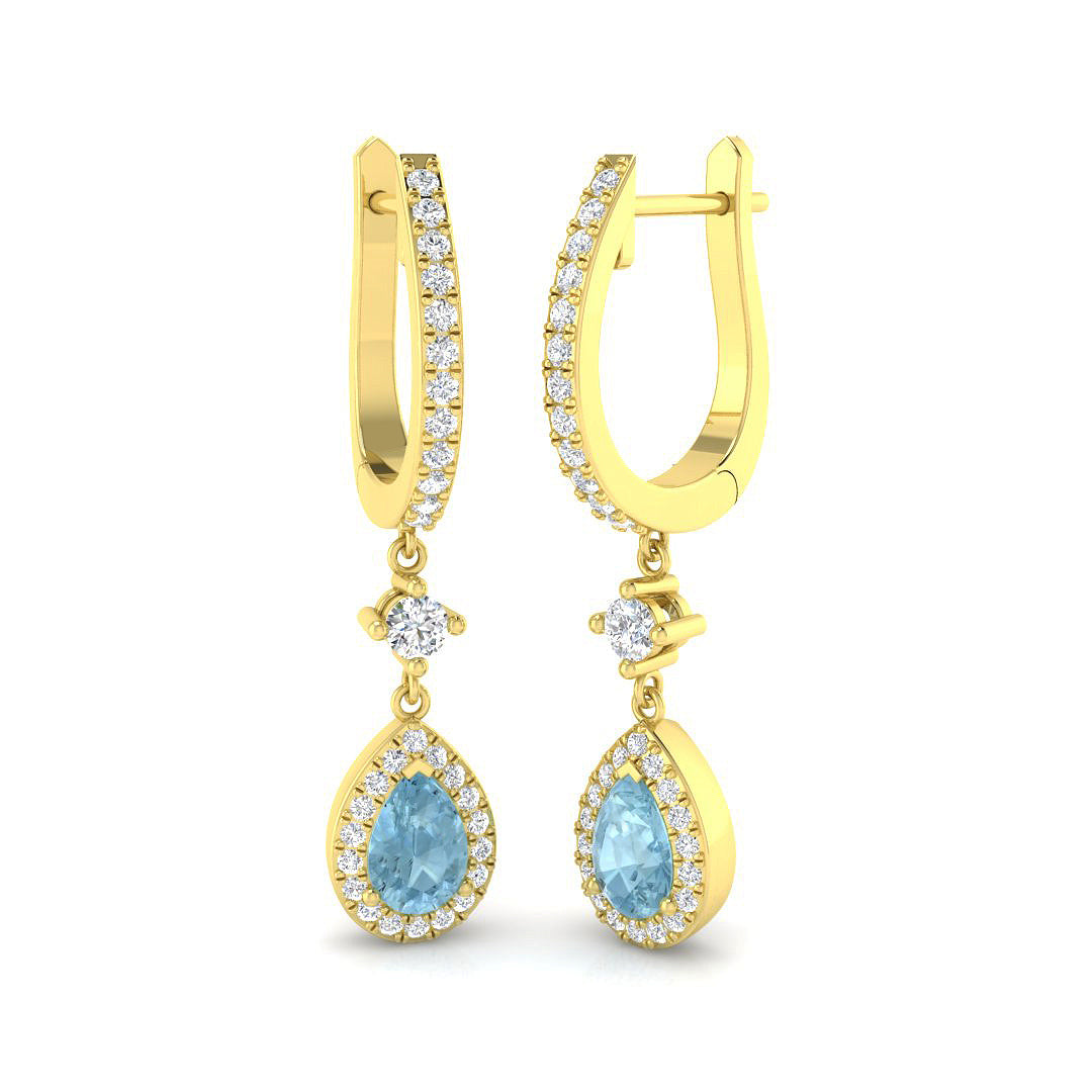 18ct Yellow Gold 1.01ct Aquamarine Earrings