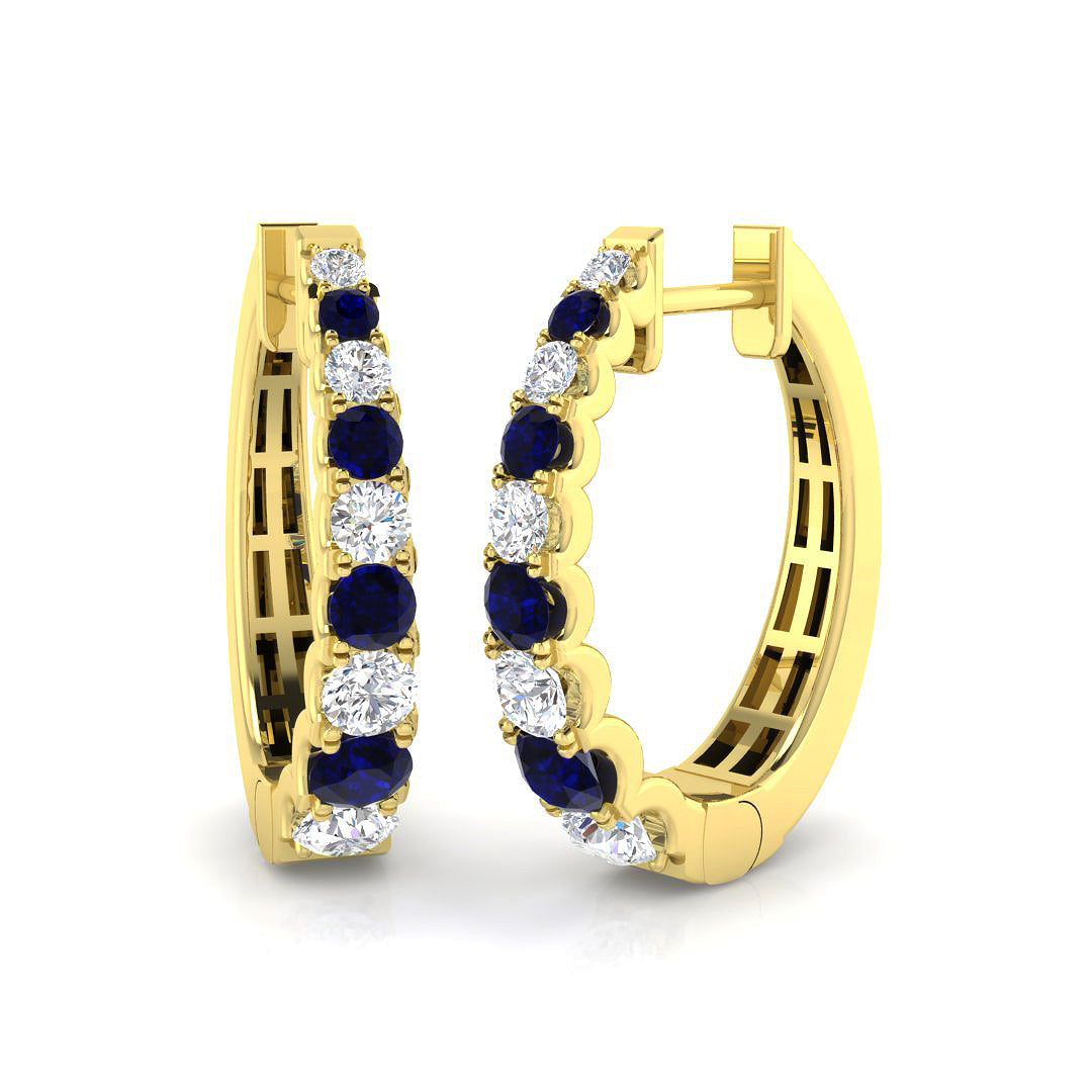 18ct Yellow Gold 0.98ct Blue Sapphire Earrings