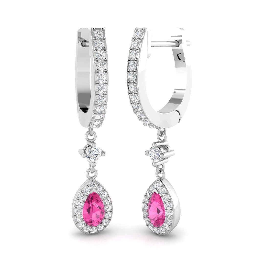 18ct White Gold 0.85ct Pink Sapphire Earrings