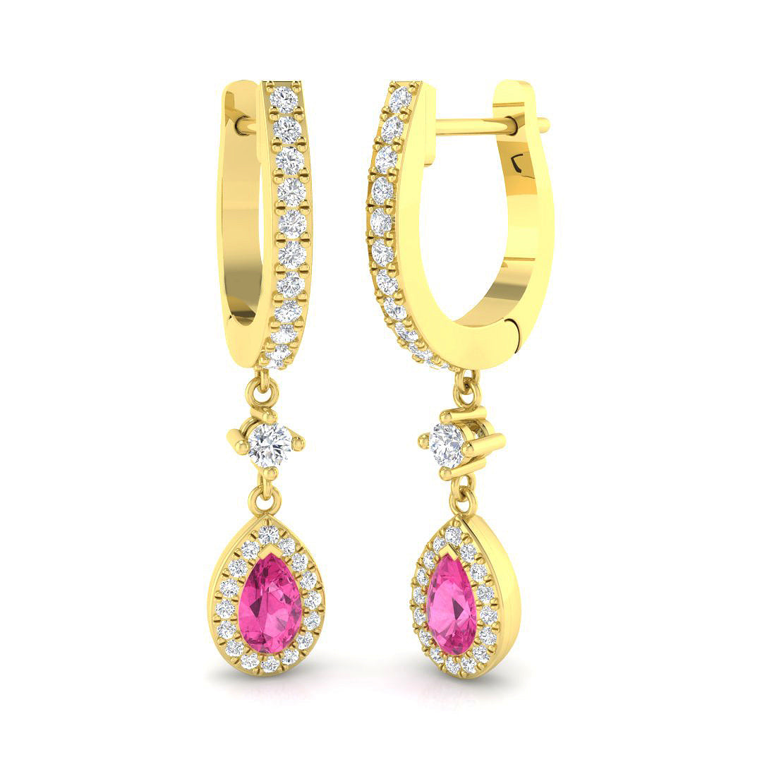 18ct Yellow Gold 0.96ct Pink Sapphire Earrings