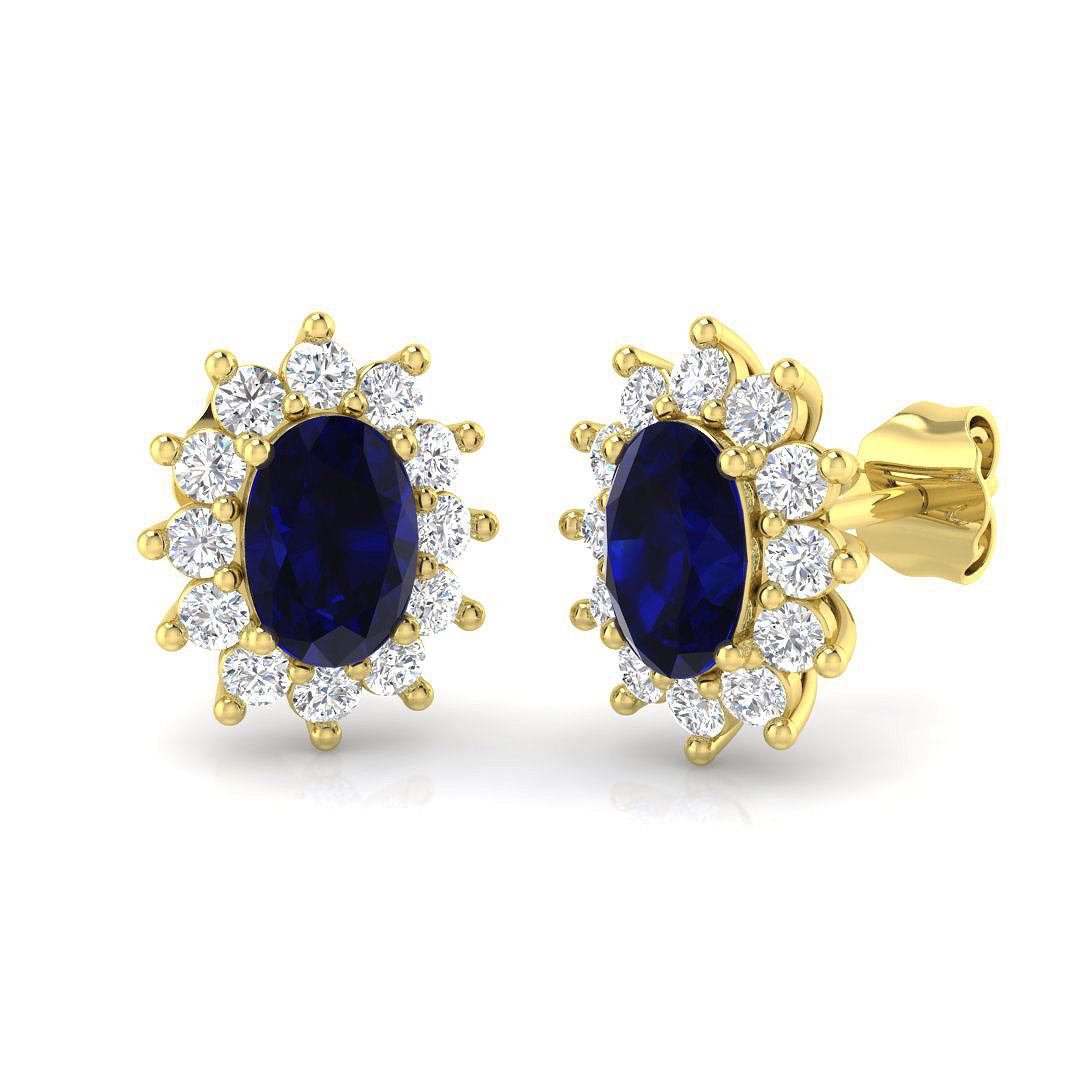 18ct Yellow Gold 1.90ct Blue Sapphire Earrings