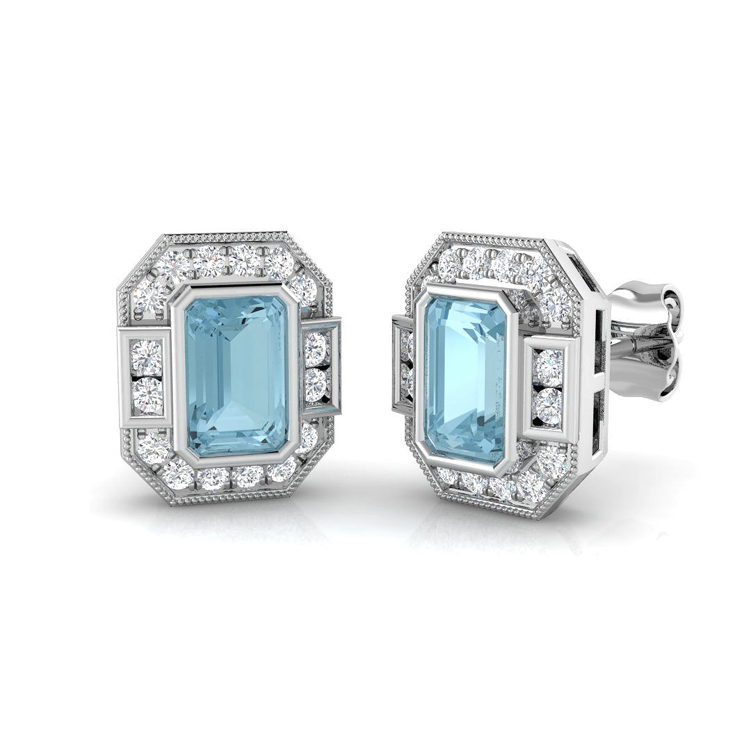 9ct White Gold 1.14ct Aquamarine Earrings