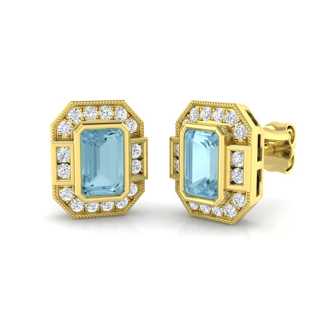 9ct Yellow Gold 1.14ct Aquamarine Earrings