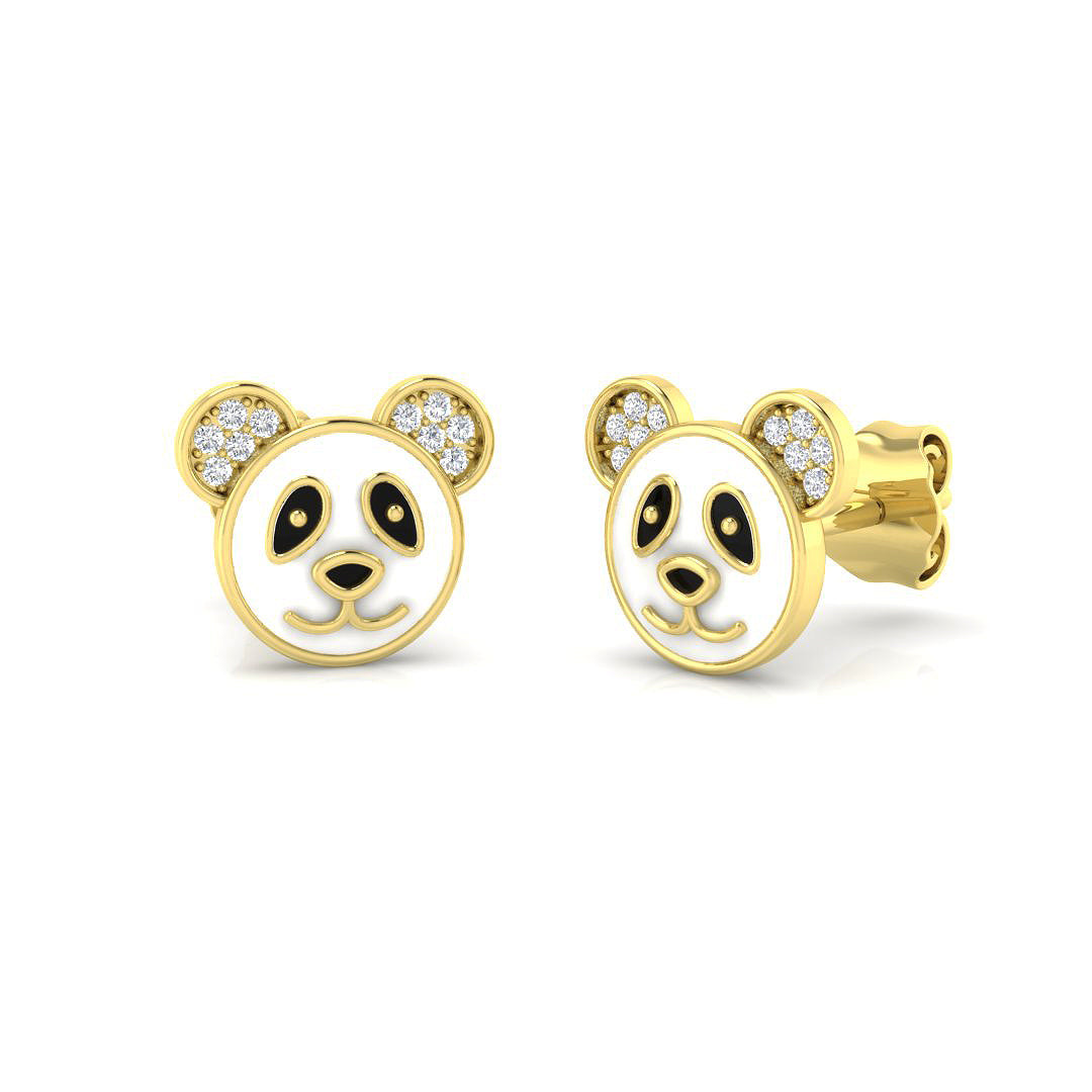 9ct Yellow Gold 0.17ct Enamel Earrings