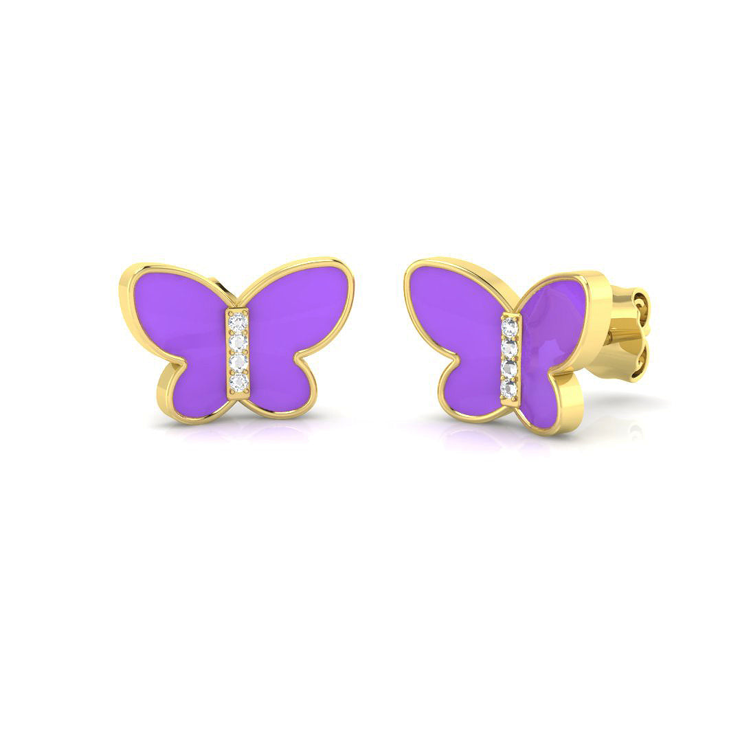 9ct Yellow Gold 0.17ct Enamel Earrings