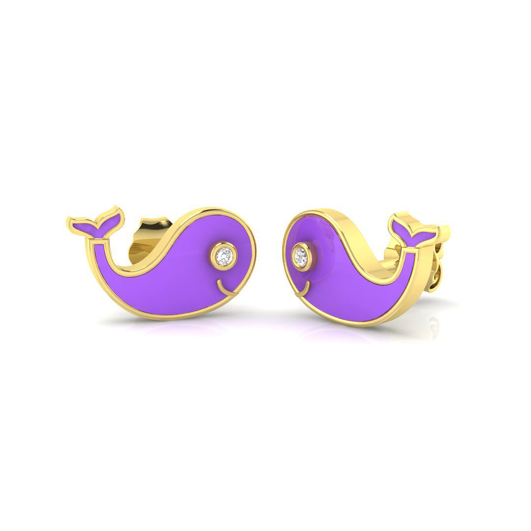9ct Yellow Gold 0.21ct Enamel Earrings