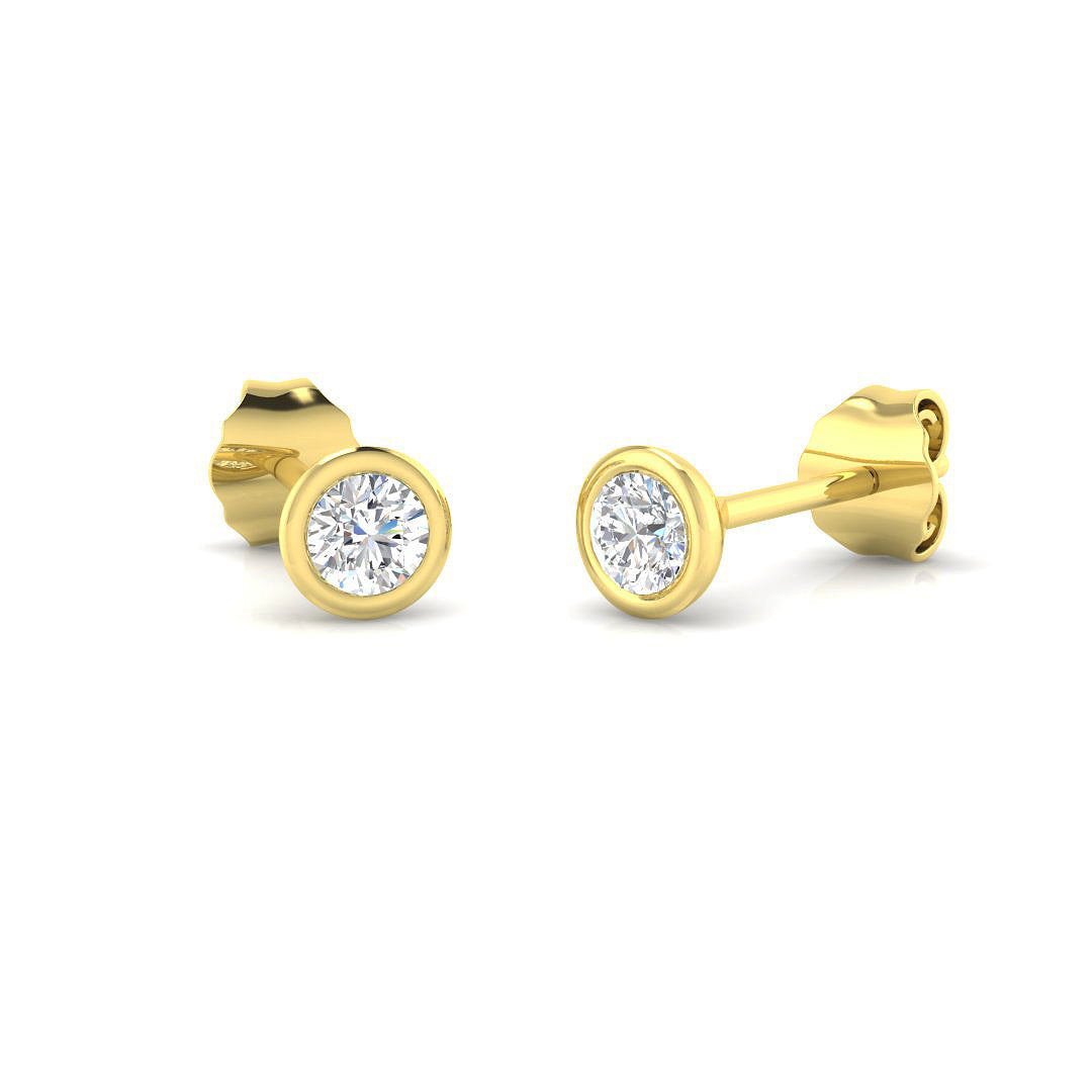 9ct Yellow Gold 0.25ct Laboratory Grown CVD Earrings
