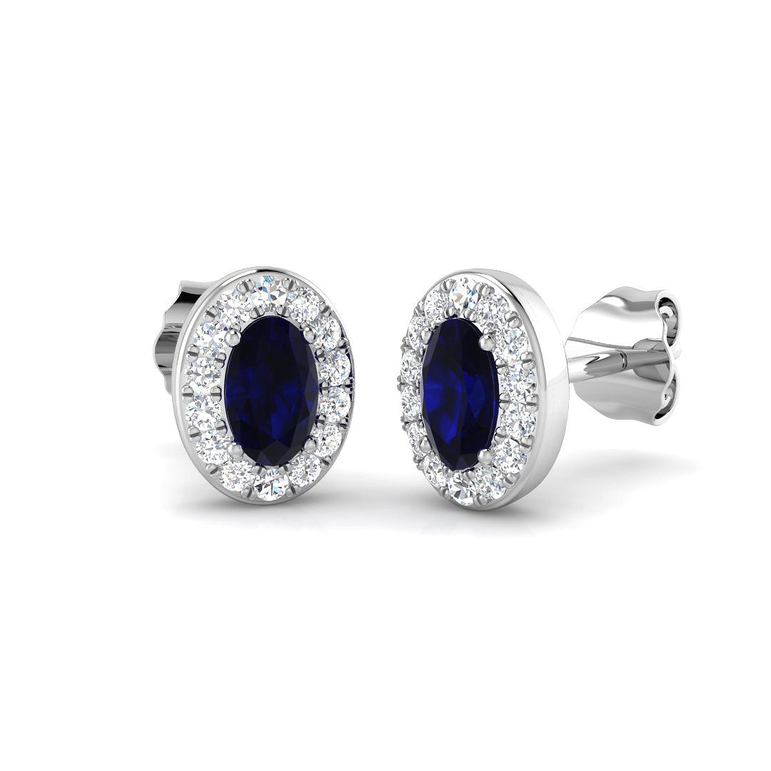 9ct White Gold 0.92ct Blue Sapphire Earrings