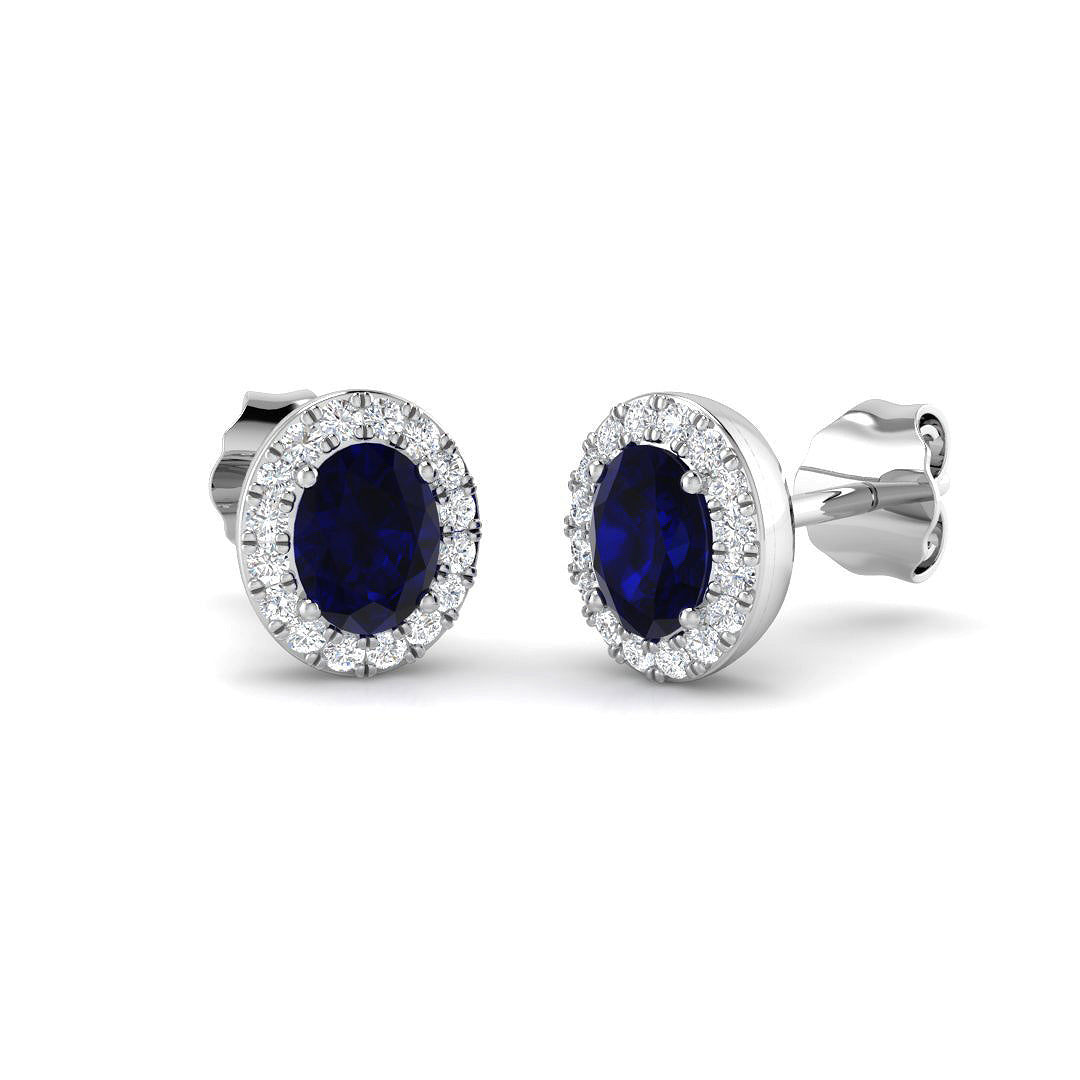18ct White Gold 0.88ct Blue Sapphire Earrings