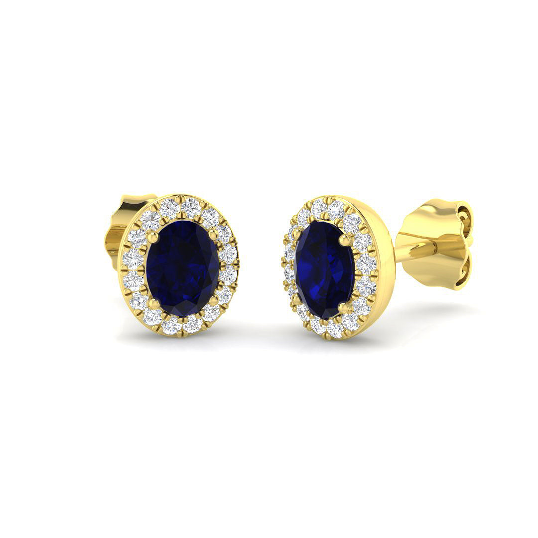 9ct Yellow Gold 0.88ct Blue Sapphire Earrings