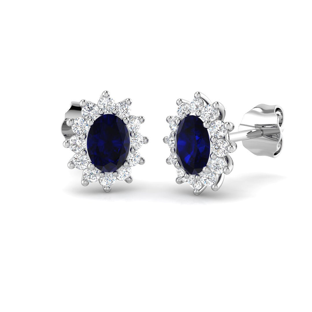 9ct White Gold 1.00ct Blue Sapphire Earrings