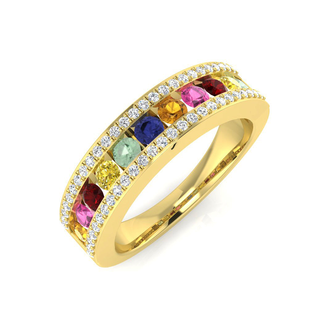 9ct Yellow Gold 1.14ct Multi Sapphire Ring