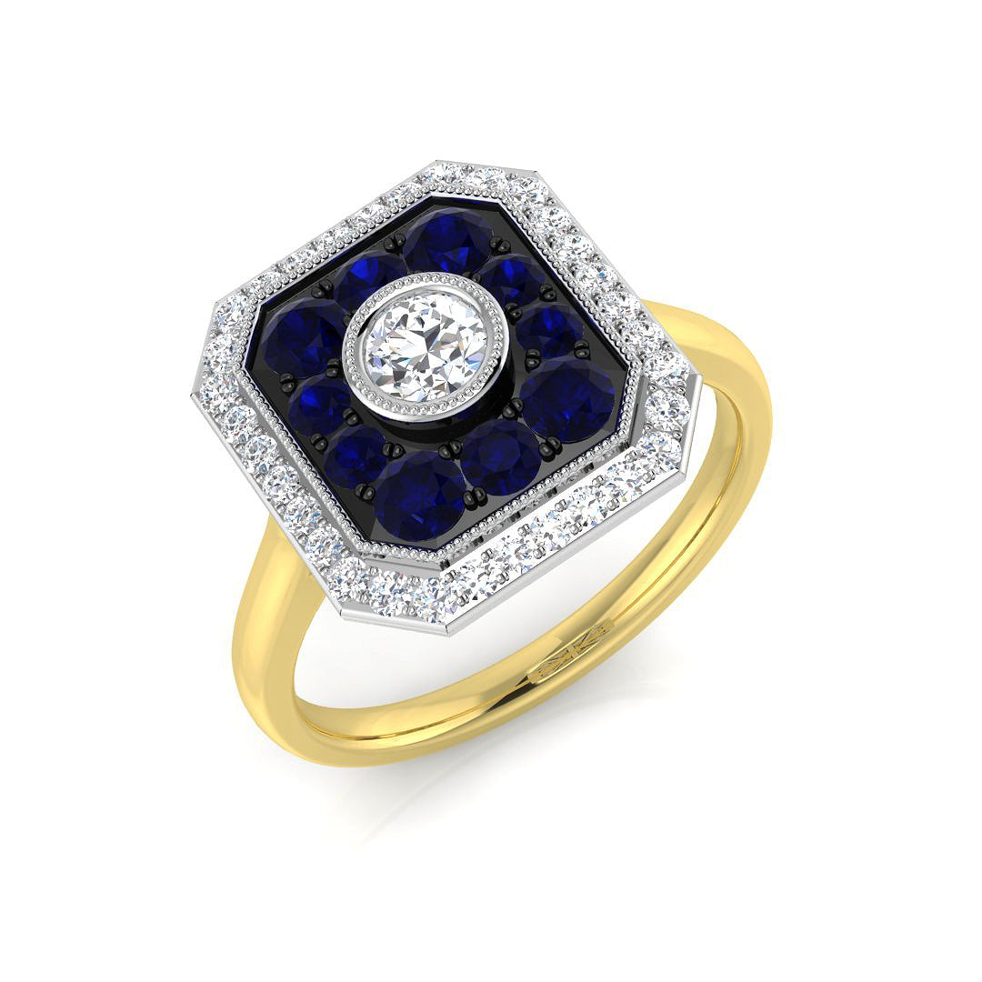 18ct Two-Tone Gold 1.09ct Blue Sapphire Ring