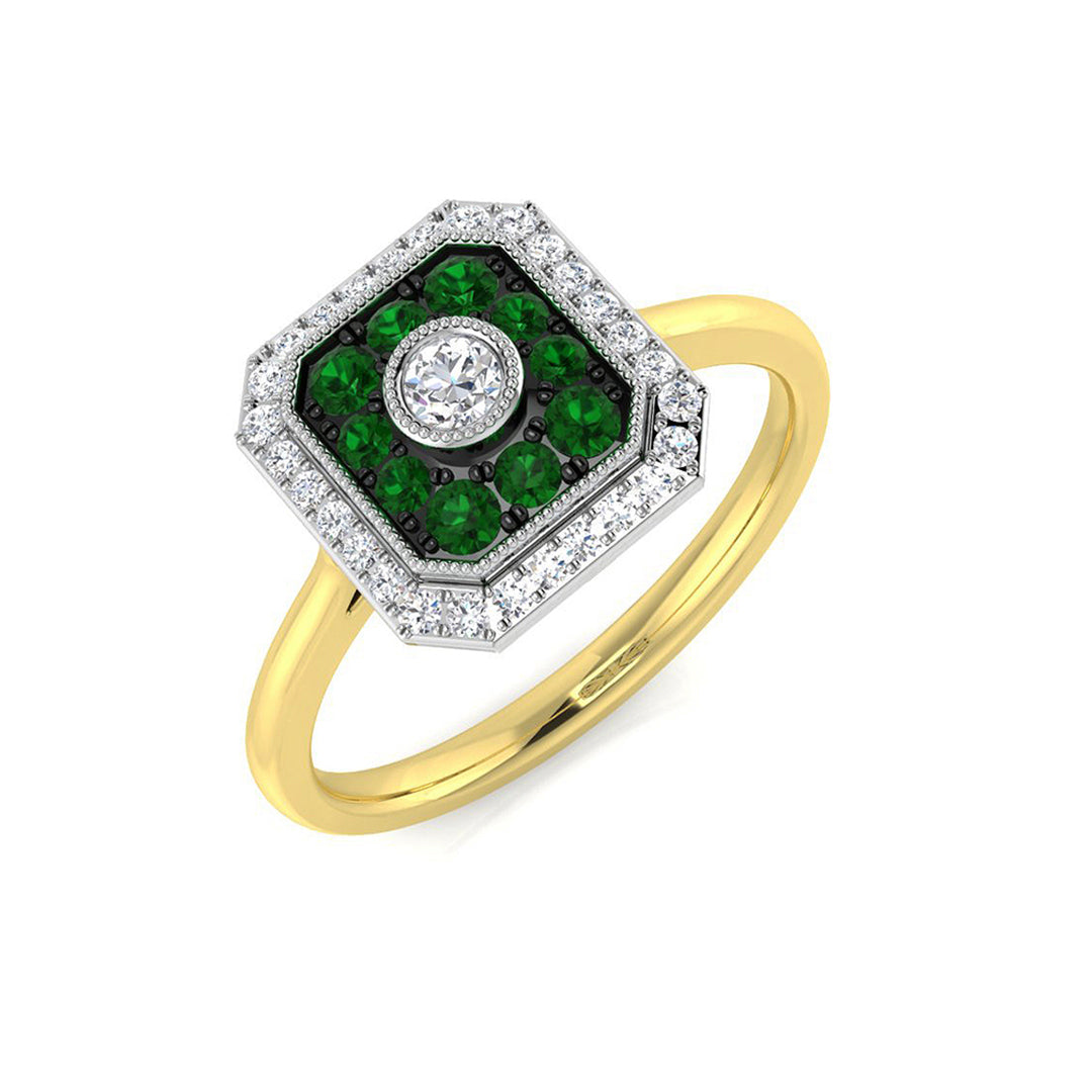 9ct Two-Tone Gold 0.35ct Emerald Ring