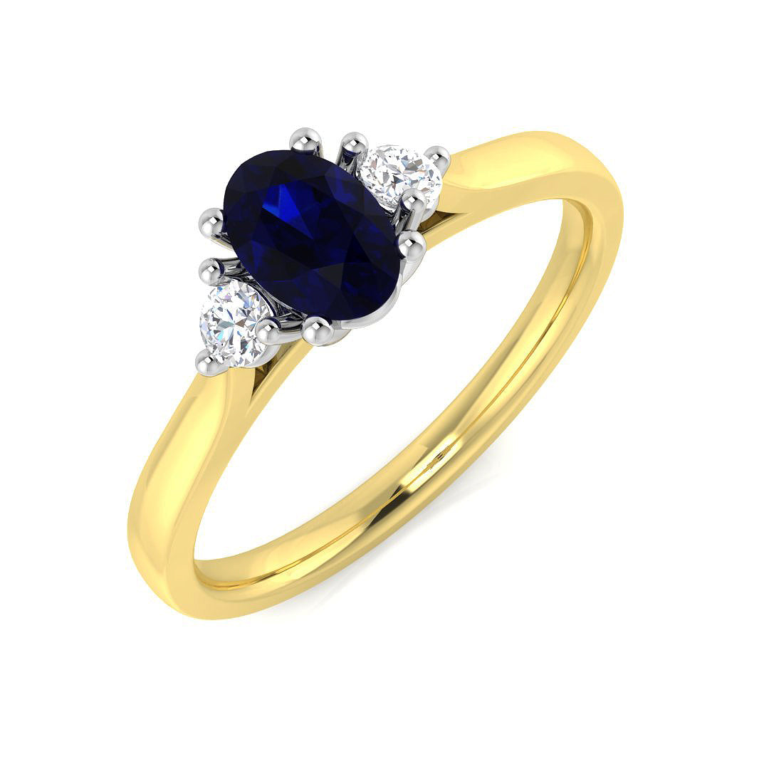 18ct Two-Tone Gold 0.61ct Blue Sapphire Ring