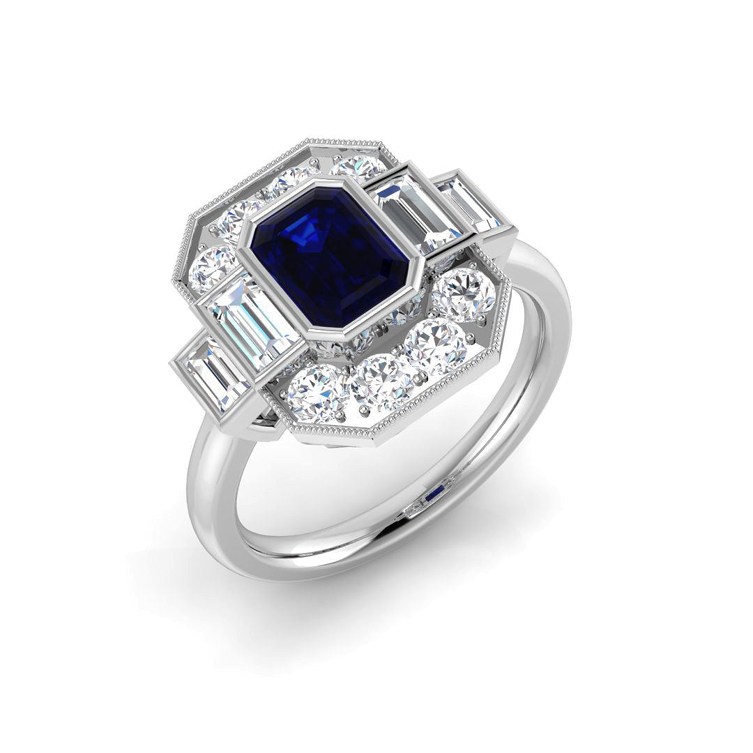 Platinum 2.13ct Blue Sapphire Ring