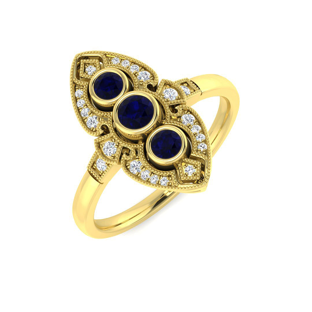 9ct Yellow Gold 0.41ct Blue Sapphire Ring