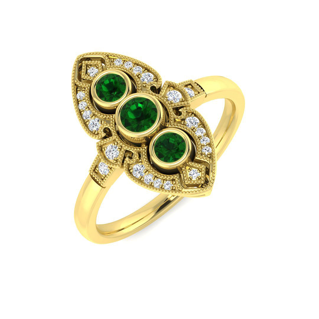 9ct Yellow Gold 0.40ct Emerald Ring