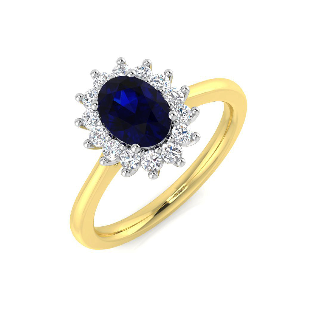 18ct Two-Tone Gold 1.17ct Blue Sapphire Ring