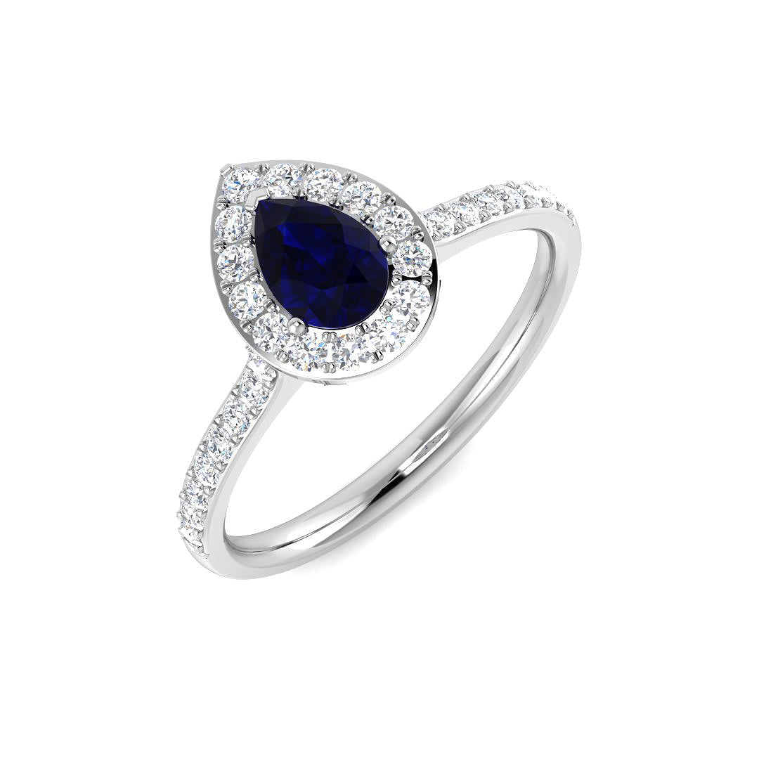 9ct White Gold 0.94ct Blue Sapphire Ring
