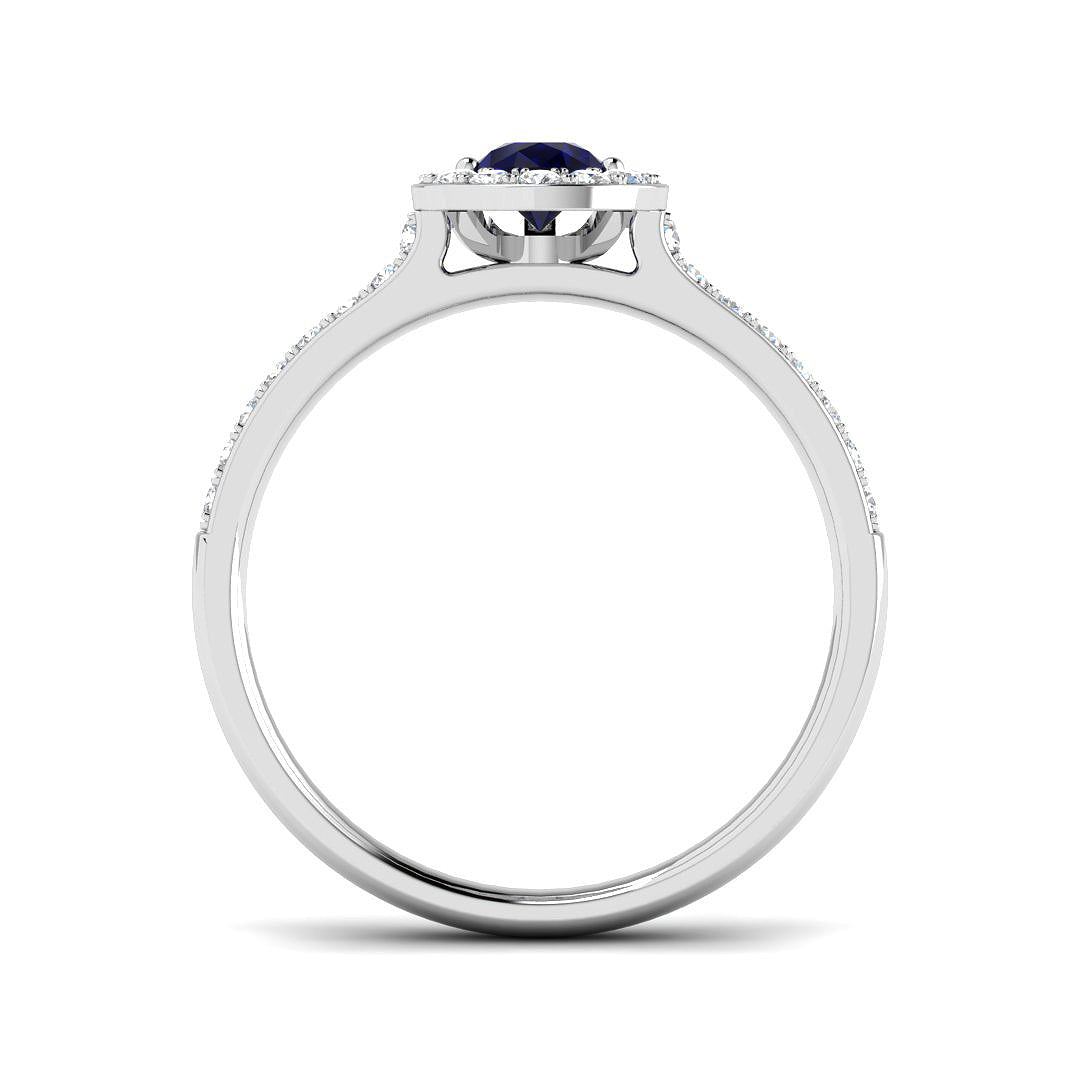 9ct White Gold 0.94ct Blue Sapphire Ring