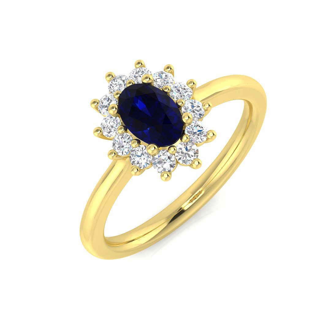 9ct Two-Tone Gold 0.82ct Blue Sapphire Ring