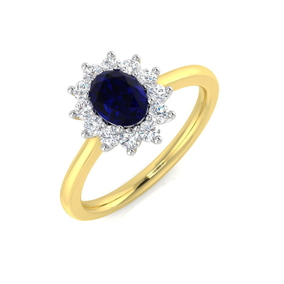 9ct Yellow Gold 0.99ct Blue Sapphire Ring