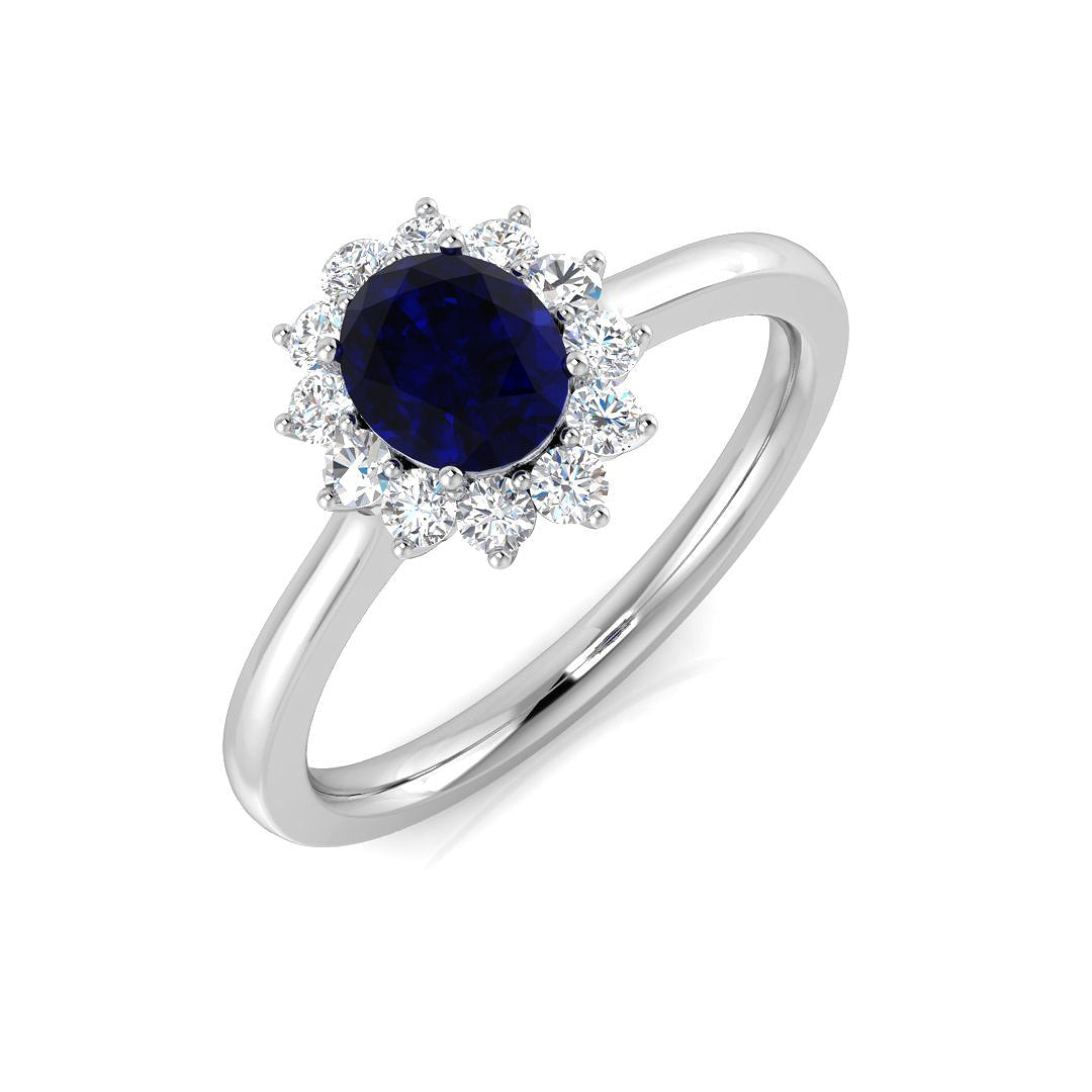 9ct White Gold 0.68ct Blue Sapphire Ring