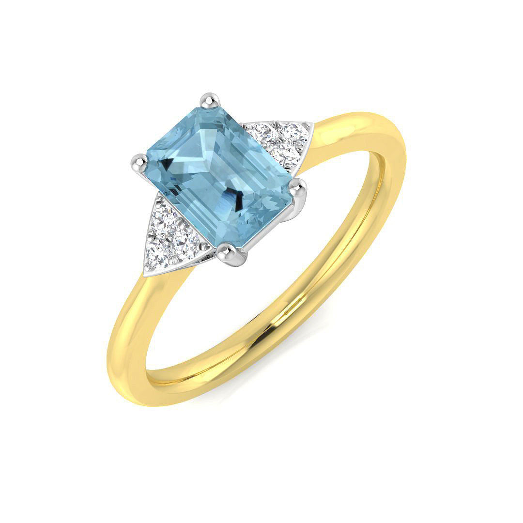 9ct Two-Tone Gold 0.90ct Aquamarine Ring