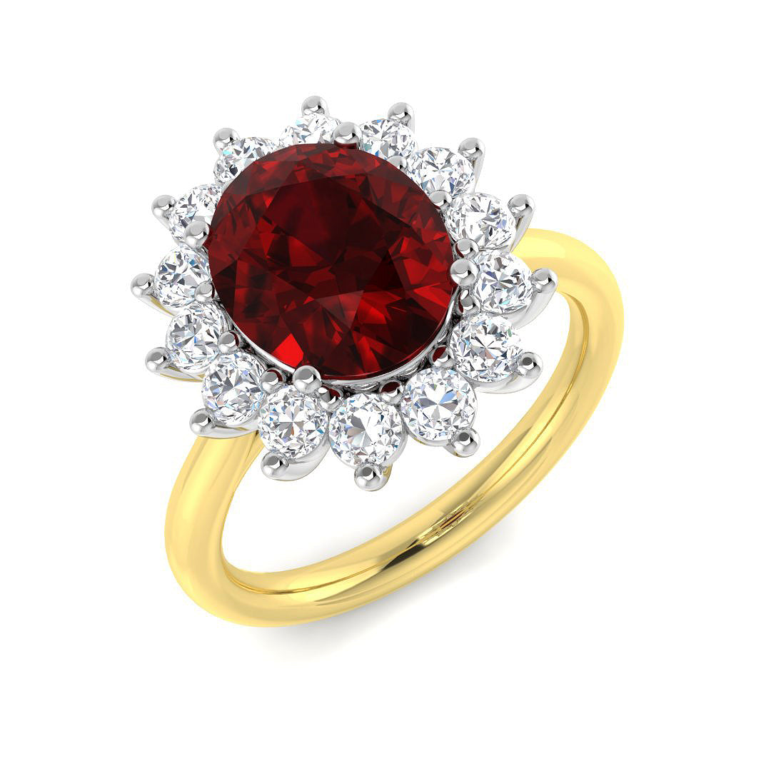 9ct Two-Tone Gold 4.27ct Laboratory Grown Lab Ruby Ring